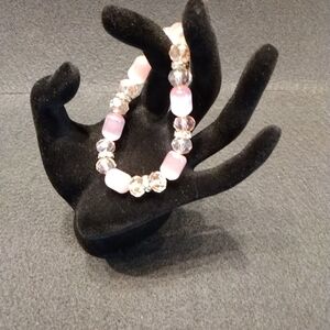 Chic Pink and Silver Beaded Bracelet